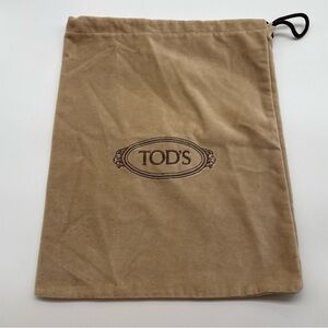 Tod’s Dust Bag in Tan Velvet with Brown Logo and Drawstring